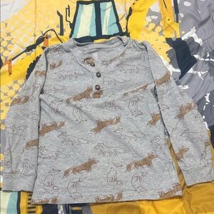 Gray Fox Print Kids Shirt